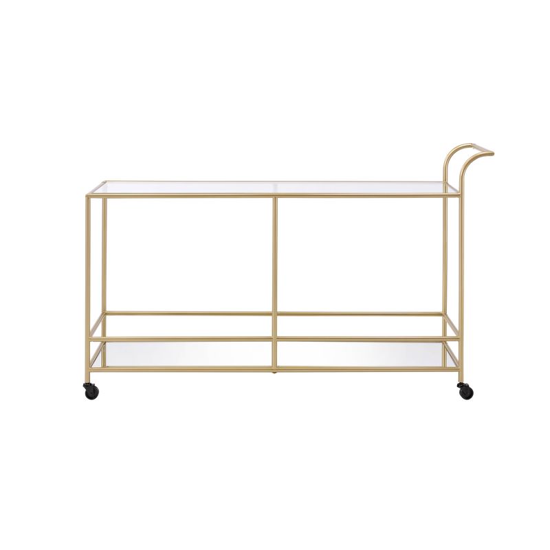 ACME Kenda Serving Cart, Clear Glass, Mirrored & Gold