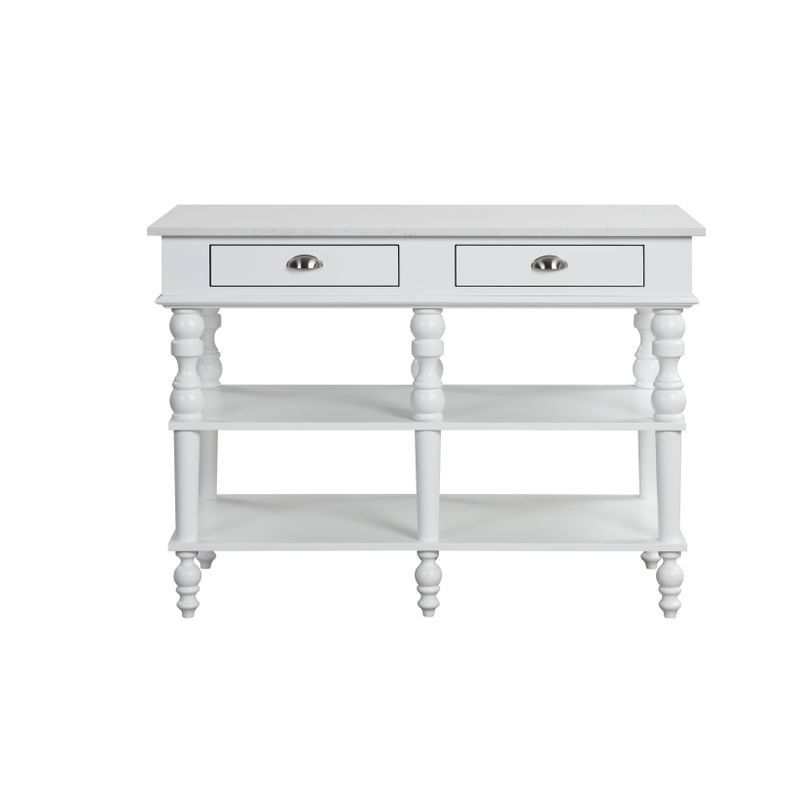 ACME Rorratt Kitchen Island, Marble Top & White Finish