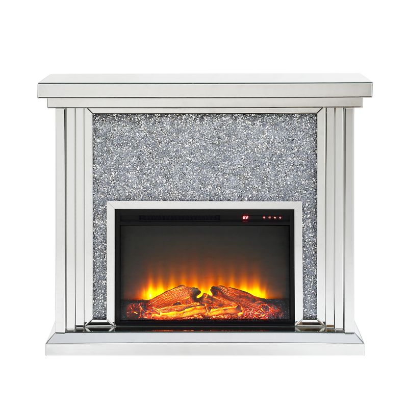 ACME Noralie Fireplace, Mirrored & Faux Diamonds