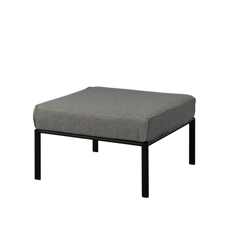 ACME Rajni Patio-Ottoman, Gray Fabric & Black Finish