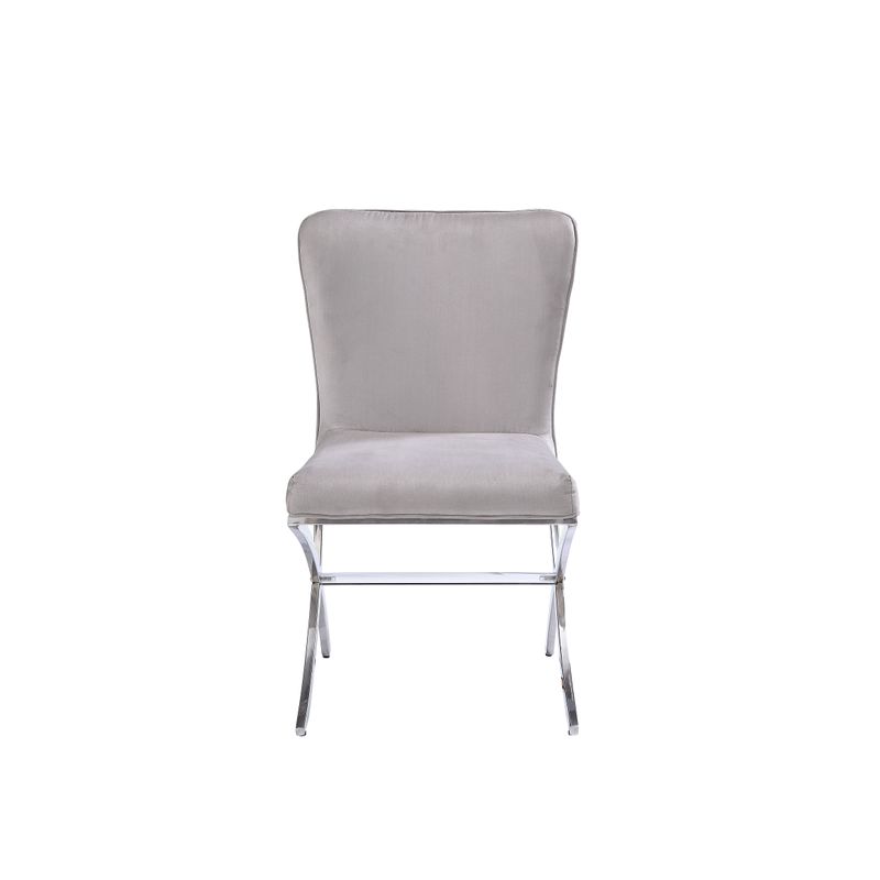 ACME Daire Side Chair (Set-2), Velvet & Chrome