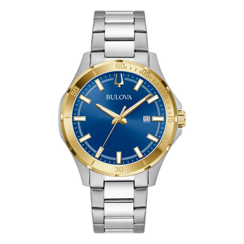 Bulova - Mens Corporate Collection Gold & Silver-Tone Stainless Steel Watch Blue Dial