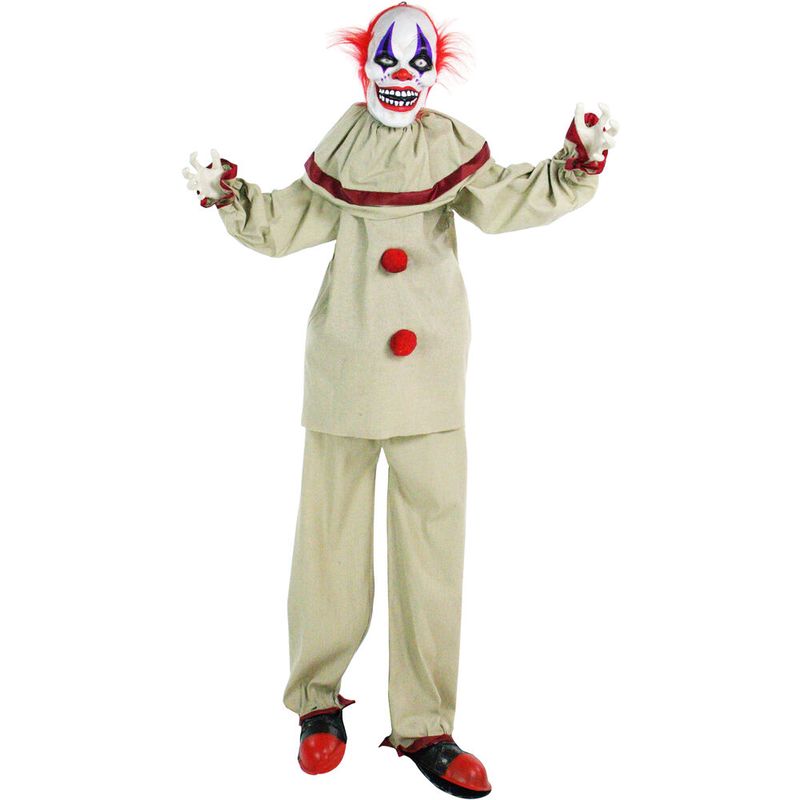 Life-Size Animatronic Clown with Lights and Sound, Indoor or Covered Outdoor Halloween Decoration