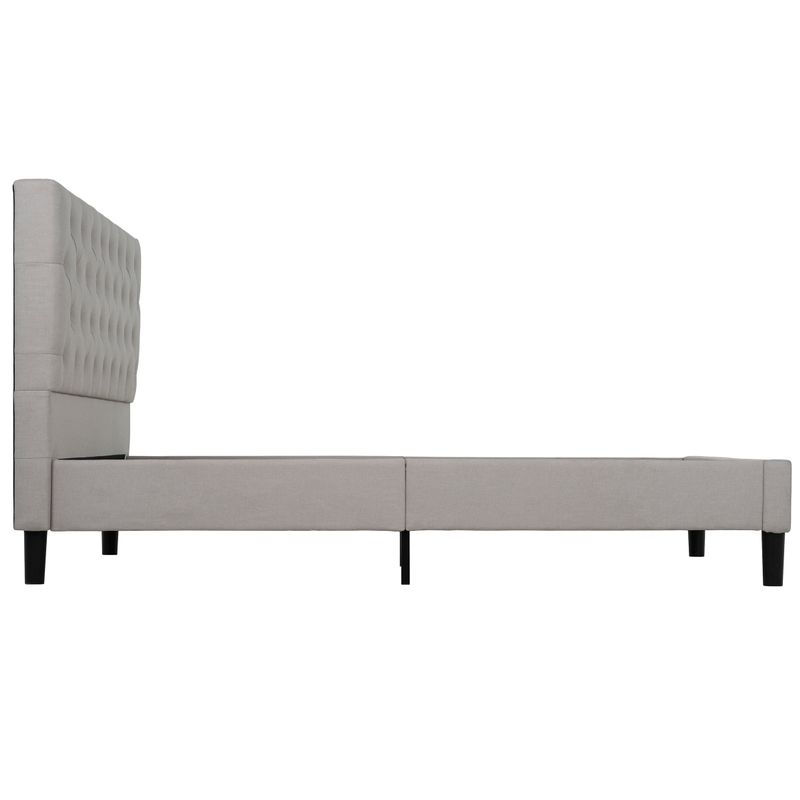 Ellie Queen Grey Upholstered Platform Bed