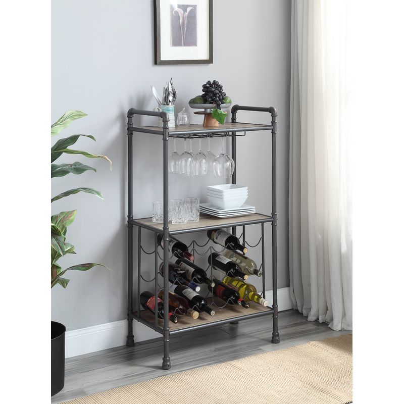 ACME Brantley Wine Rack, Antique Oak & Sandy Gray Finish