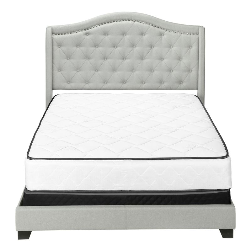 Bed - Queen Size / Light Grey Velvet With Chrome Trim