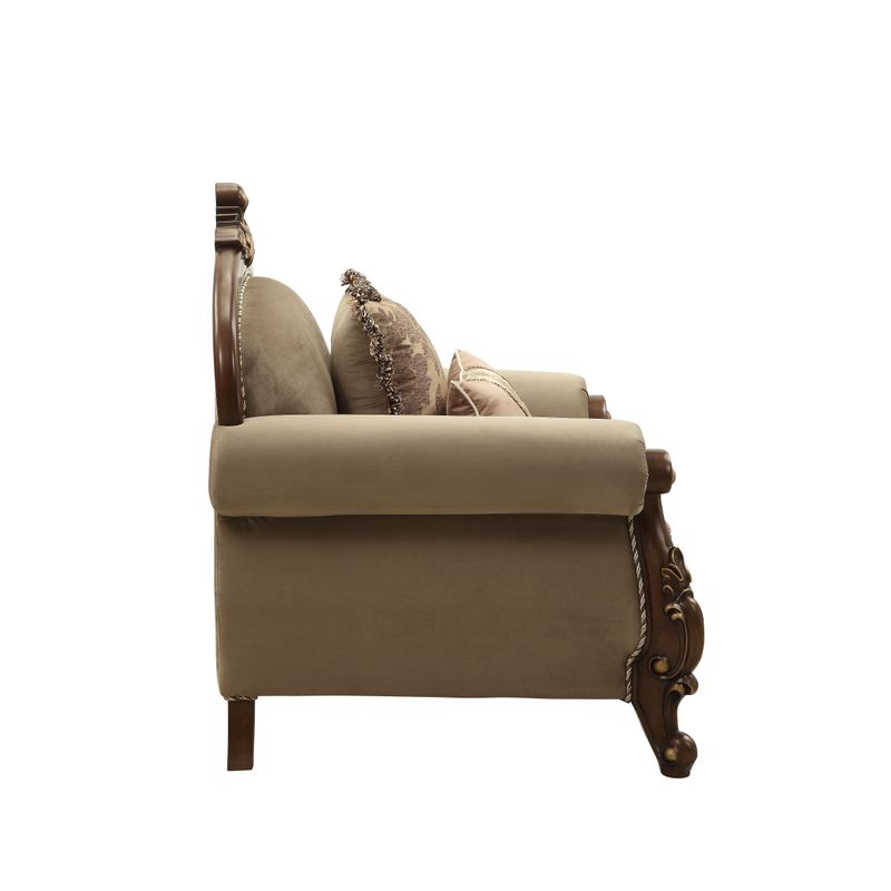 ACME Mehadi Chair w/2 Pillows, Velvet & Walnut