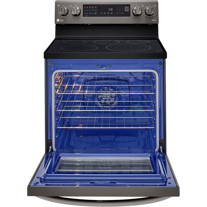 LG 6.3-Cu. Ft. Electric Smart Range with InstaView and AirFry, Black Stainless Steel