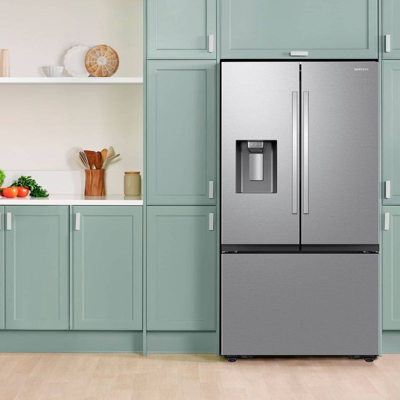 Samsung - 31 cu. ft. 3-Door French Door Smart Refrigerator with Four Types of Ice - Stainless Steel