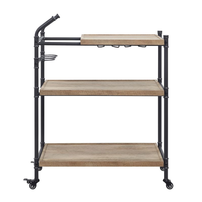 ACME Brantley Serving Cart, Oak & Sandy Black Finish