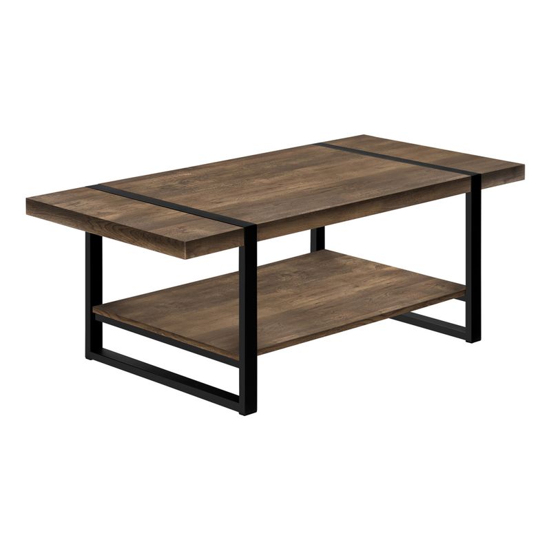 Coffee Table/ Accent/ Cocktail/ Rectangular/ Living Room/ 48"L/ Metal/ Laminate/ Brown/ Black/ Contemporary/ Modern