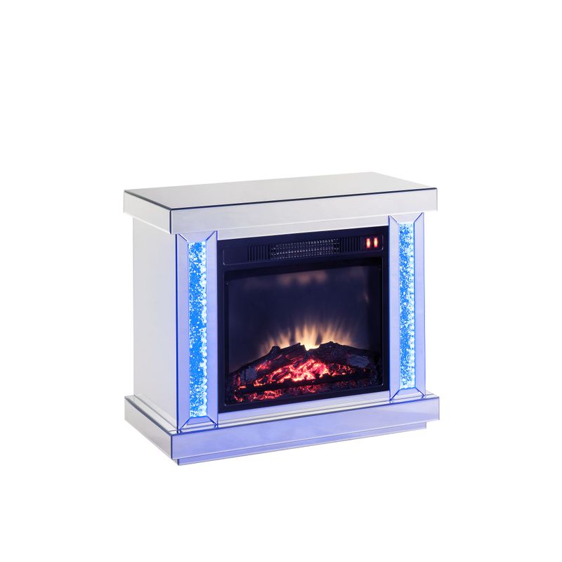 ACME Noralie Fireplace, LED, Mirrored & Faux Diamonds