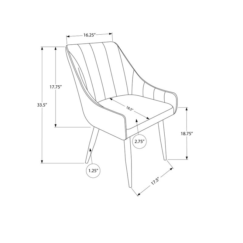 Dining Chair - 2Pcs / 33"H / Taupe Fabric / Black Metal