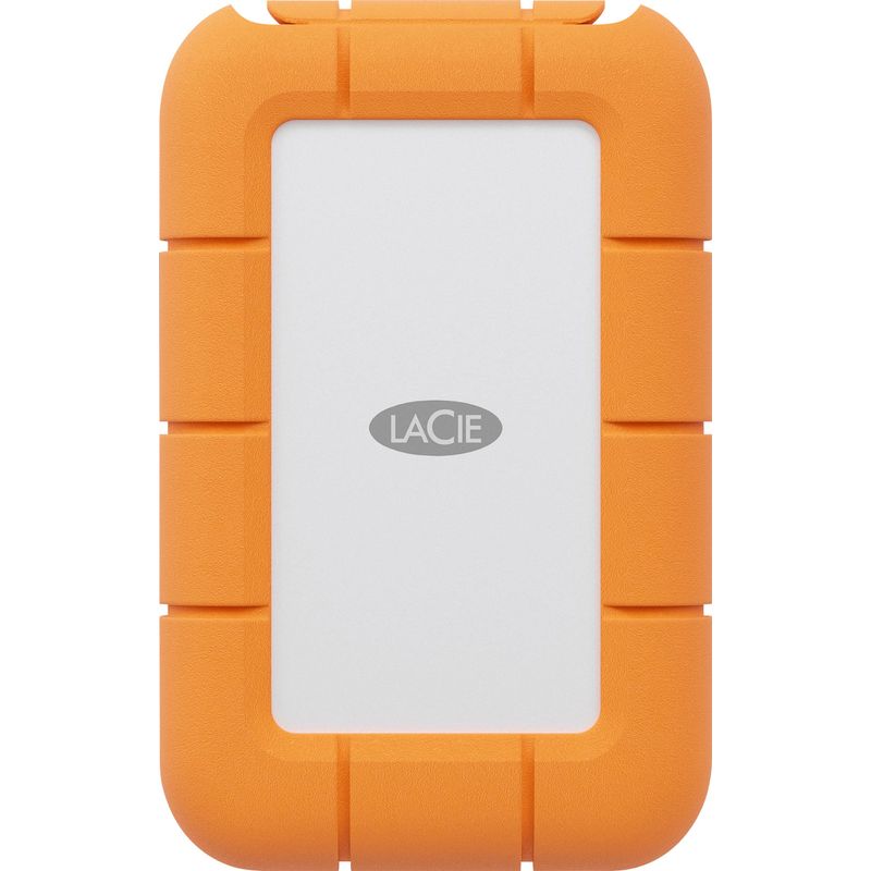 LaCie Rugged Mini SSD 1TB Solid State Drive - USB 3.2 Gen 2x2, speeds up to 2000MB/s (STMF1000400) - Silver and Orange