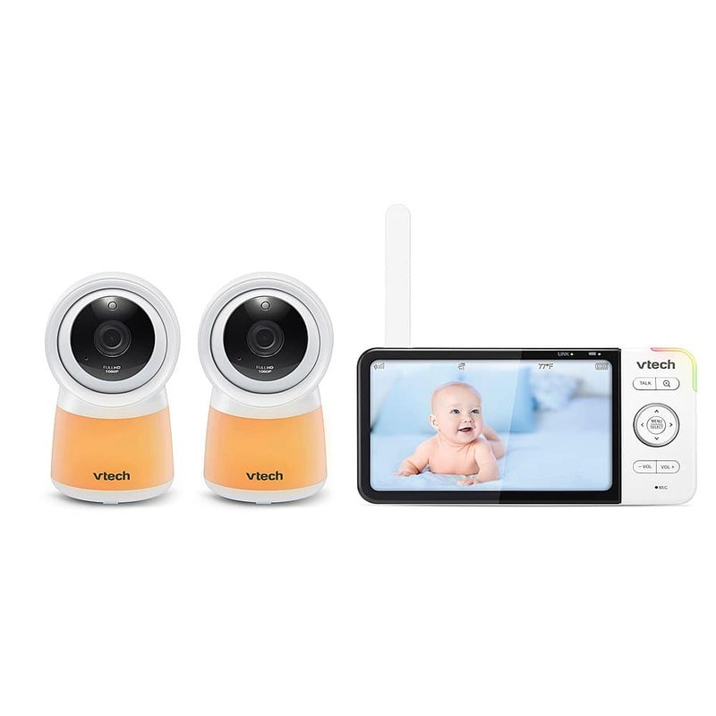 VTech - 2 Camera 5 Smart Wi-Fi 1080p Video Monitor - White