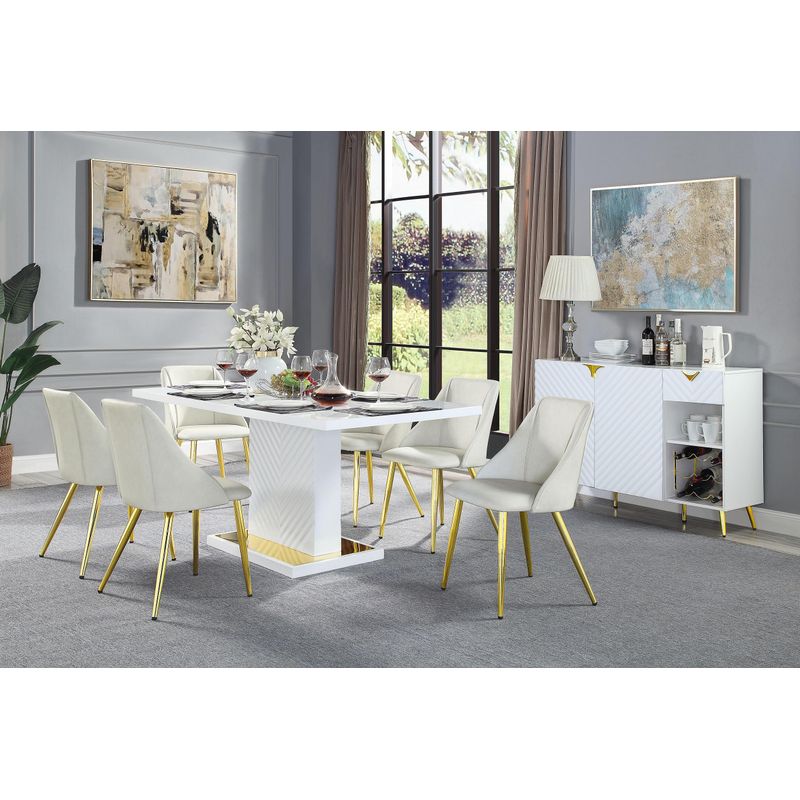 ACME Gaines 5pc Dining Set, White High Gloss Finish