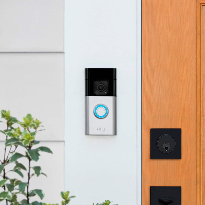 Ring - Battery Doorbell Plus Smart Wifi Video Doorbell Battery Operated with Head-to-Toe View - Satin Nickel