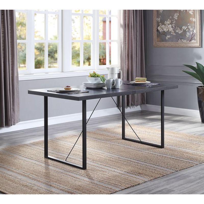 ACME Nakula Dining Table, Gray Oak & Black Finish