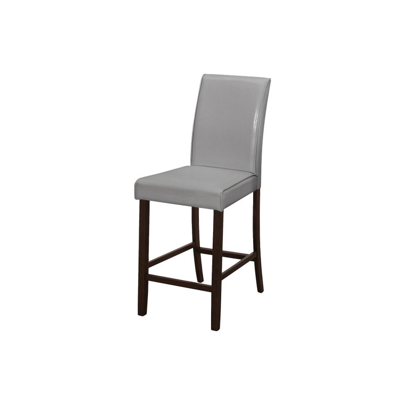 Dining Chair/ Set Of 2/ Counter Height/ Upholstered/ Kitchen/ Dining Room/ Pu Leather Look/ Wood Legs/ Grey/ Brown/ Transitional