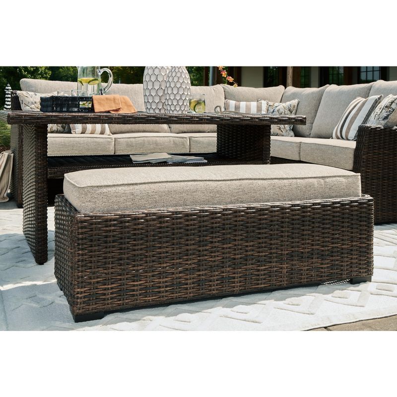 Brook Ranch Outdoor Sofa Sectional/Bench with Cushion (Set of 3)