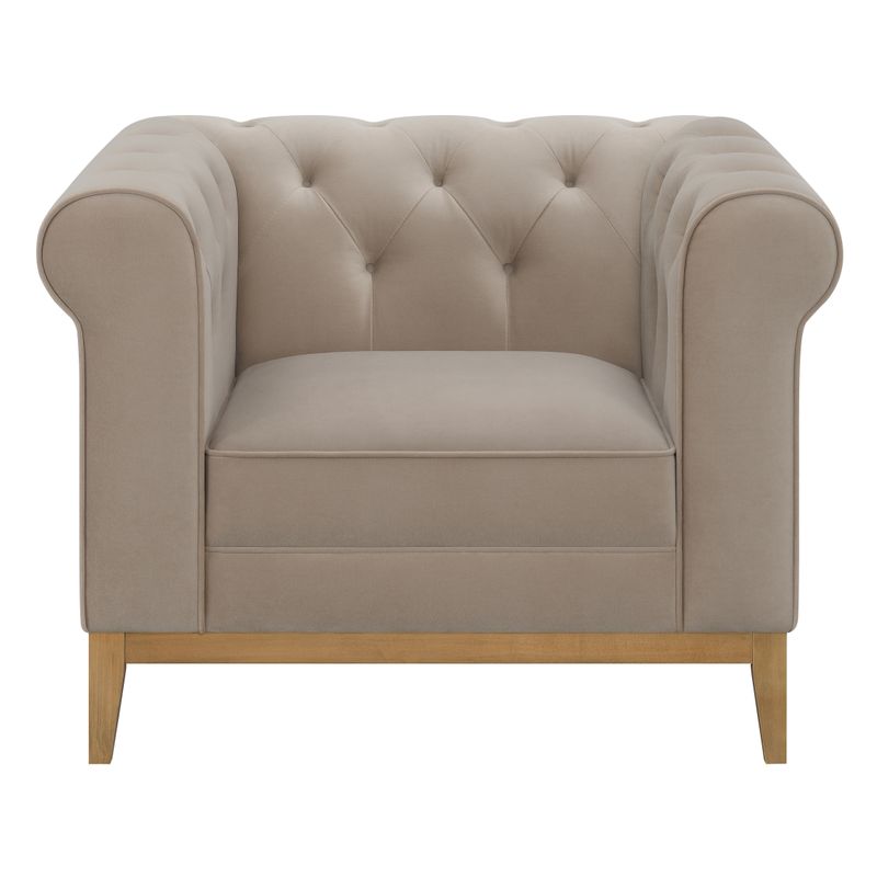 Sandrine Button Tufted Tuxedo Arms Sofa Camel