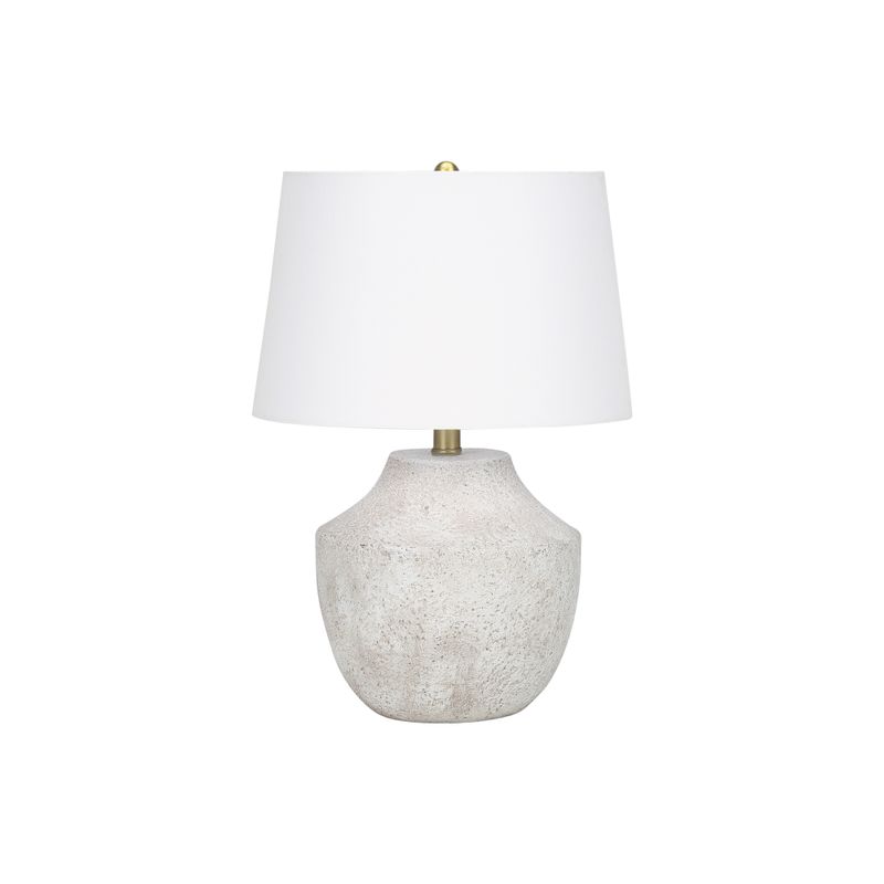 Lighting - 20"H Table Lamp Cream Concrete / Ivory Shade