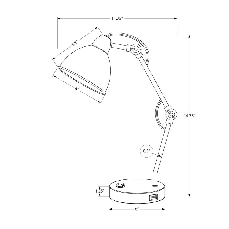 Lighting - 17"H Table Lamp Nickel Metal / Nickel Shade