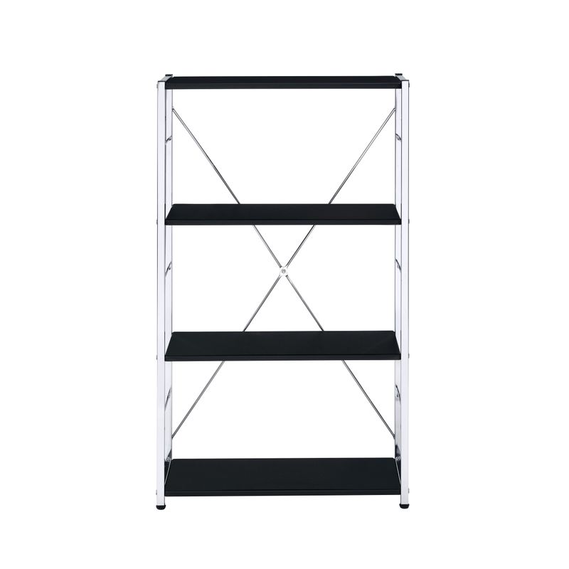 ACME Tennos Bookshelf, Black & Chrome Finish