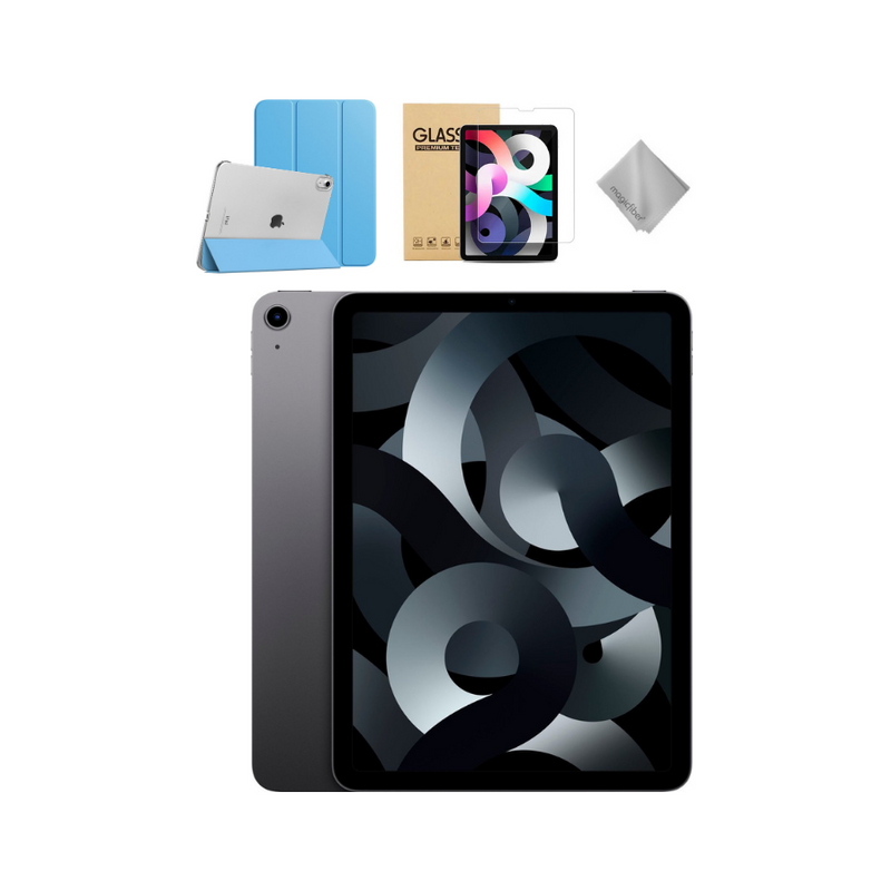 Apple - 10.9-Inch iPad Air - Latest Model - (5th Generation) with Wi-Fi - 256GB - Space Gray With Blue Case Bundle