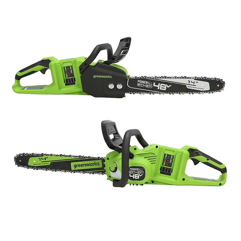 Greenworks - 24V 14" Brushless Cordless Chainsaw (2 4.0 Ah Batteries Dual-Port Rapid Charger Included) - Green