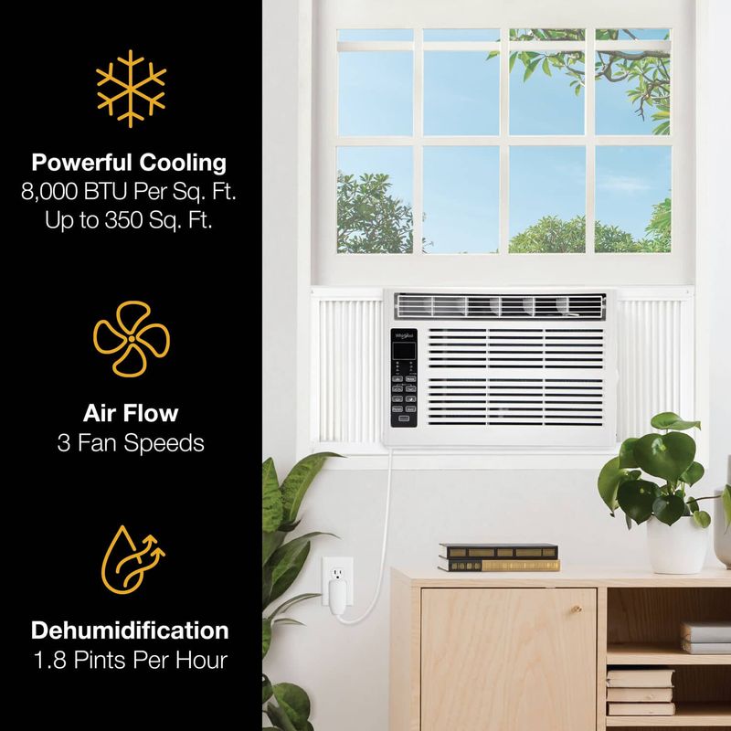 Whirlpool - 350 Sq. Ft. 8,000 BTU Window Air Conditioner - White