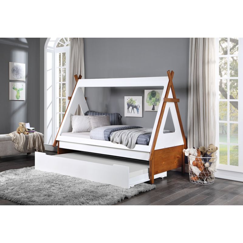 ACME Loreen Twin Bed, Oak & White Finish