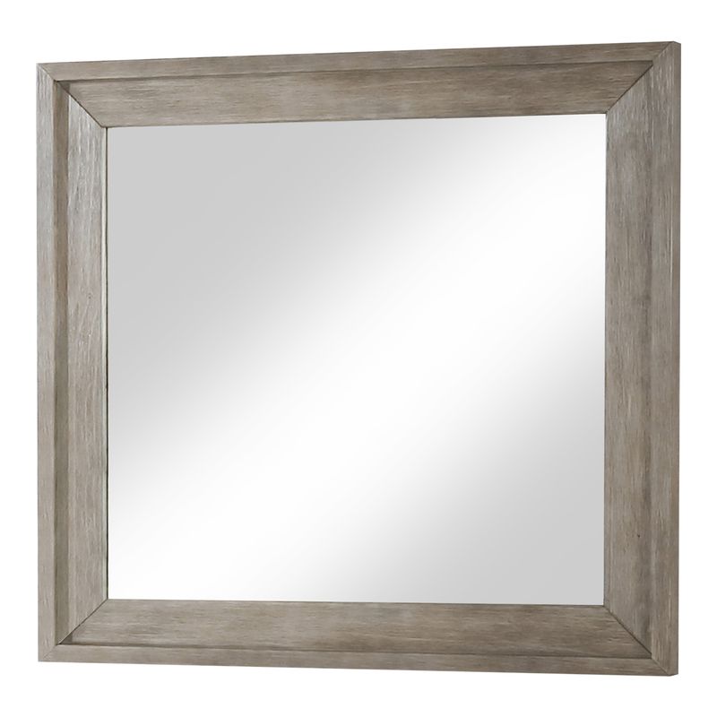 Transitional Rectangle Mirror in Wire-Brushed Warm Gray