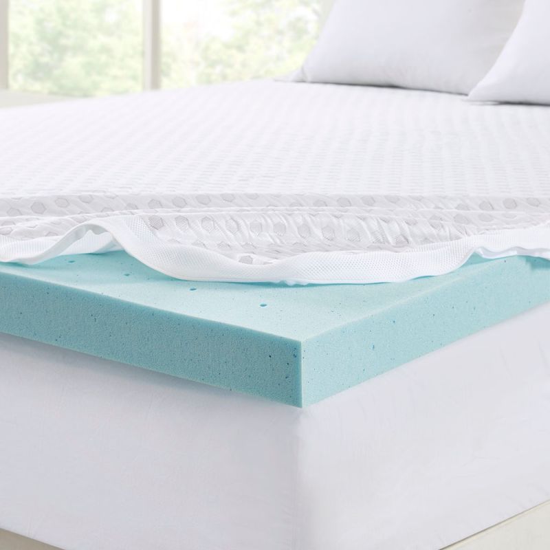 White 3" Gel Memory Foam with Cooling Cover Hypoallergenic 3" Cooling Gel Memory Foam Mattress Topper with Removable Cooling Cover Twin XL
