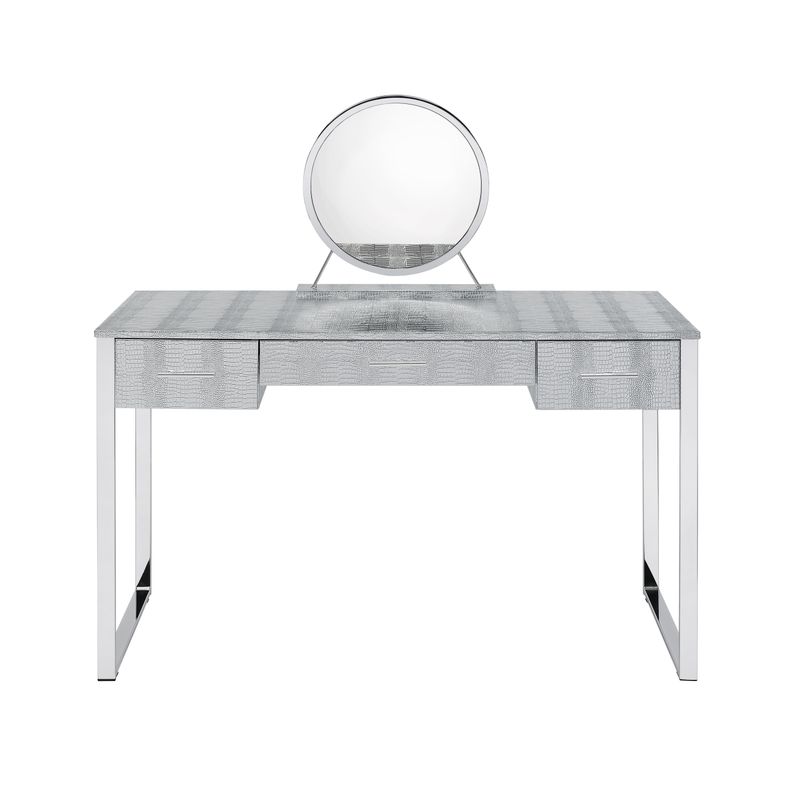 ACME Myles Vanity Set w/USB, Antique White & Chrome Finish