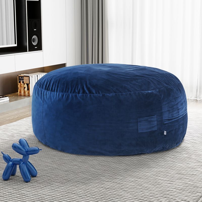 Sealy&reg; Kade 6ft Velour Navy Memory Foam Bean Bag