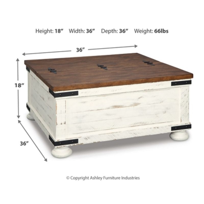 White/Brown Wystfield Cocktail Table with Storage