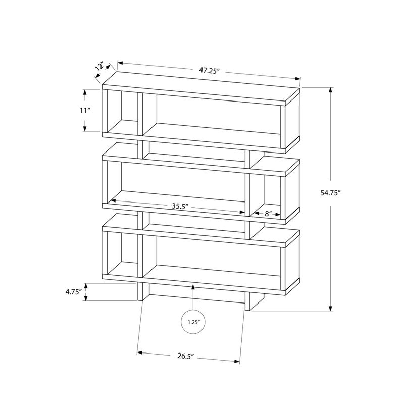 Bookshelf/ Bookcase/ Etagere/ 4 Tier/ 55"H/ Office/ Bedroom/ Laminate/ Brown/ Contemporary/ Modern