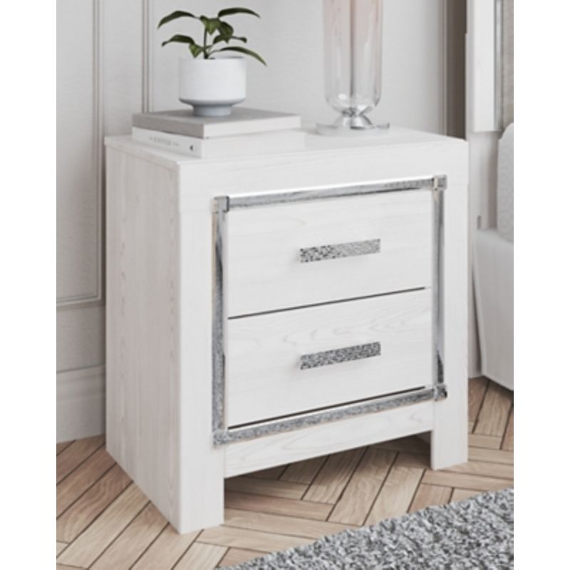 White Altyra Two Drawer Night Stand