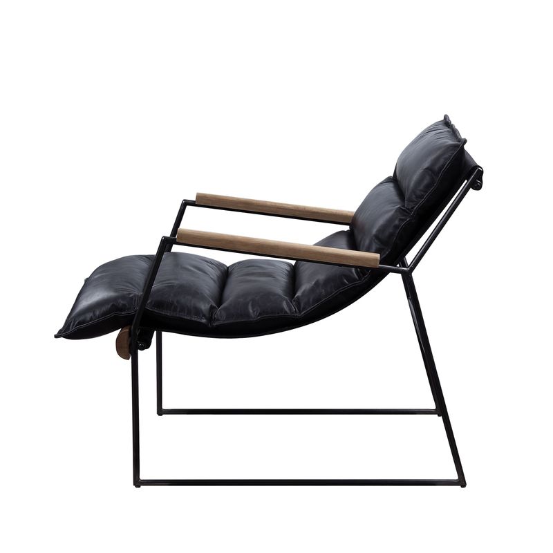 ACME Luberzo Accent Chair, Distress Espresso Top Grain Leather & Matt Iron Finish