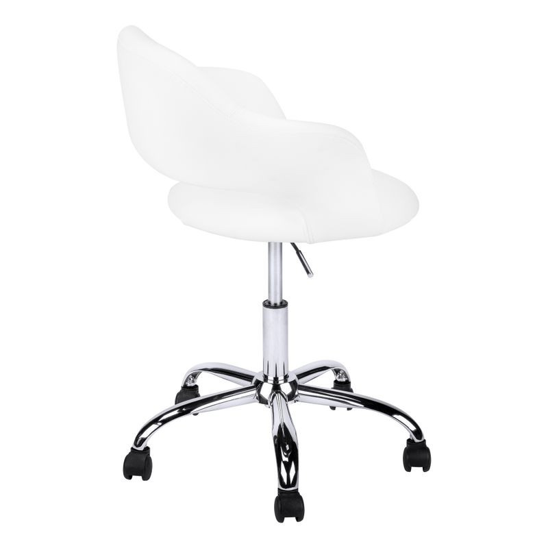 Office Chair/ Adjustable Height/ Swivel/ Ergonomic/ Armrests/ Computer Desk/ Work/ Metal/ Pu Leather Look/ White/ Chrome/ Contemporary/ Mode