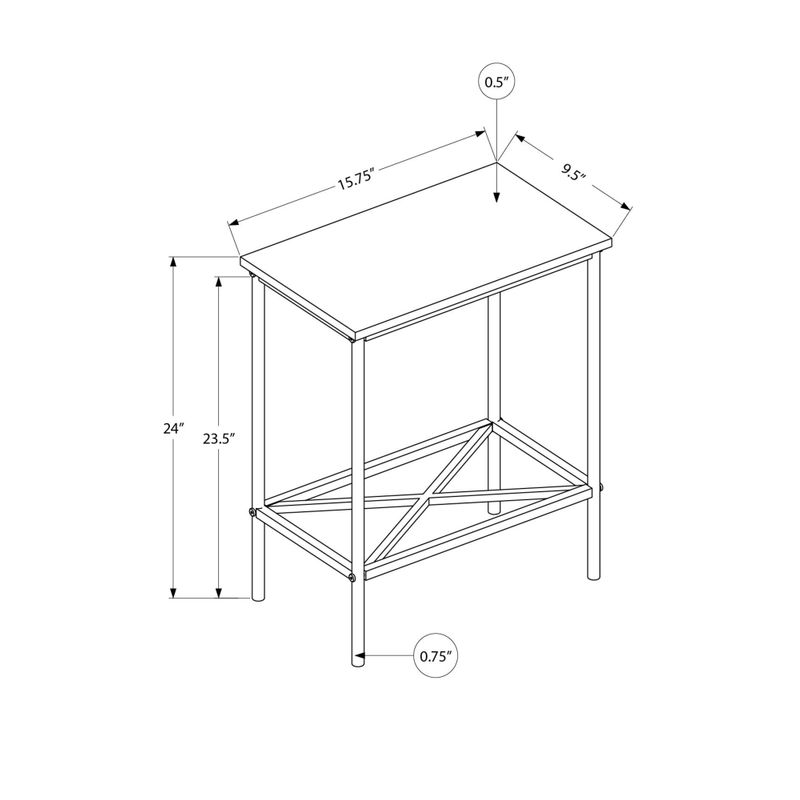 Accent Table/ Side/ End/ Narrow/ Small/ 2 Tier/ Living Room/ Bedroom/ Metal/ Laminate/ Black/ Contemporary/ Modern