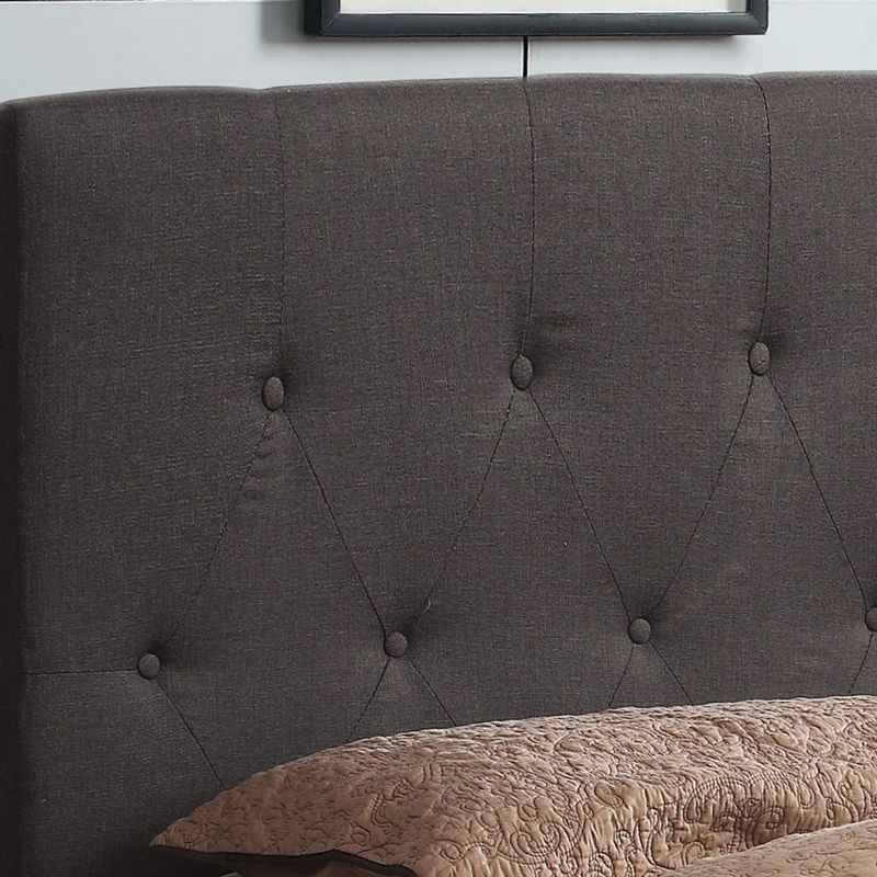 Transitional Fabric Full/Queen Tufted Headboard in Gray