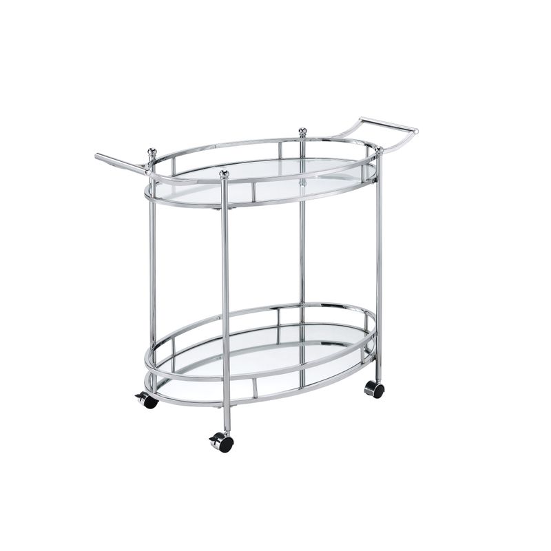 ACME Jinx Serving Cart, Clear Glass & Chrome Finish