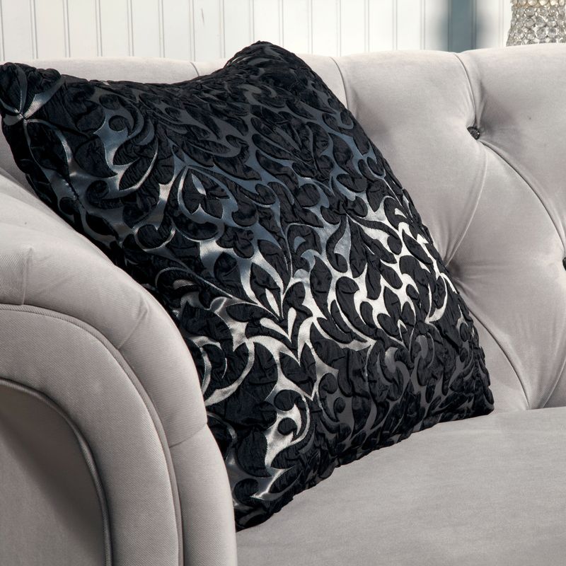 Traditional Transitional Fabric Tufted Sectional in Warm Gray