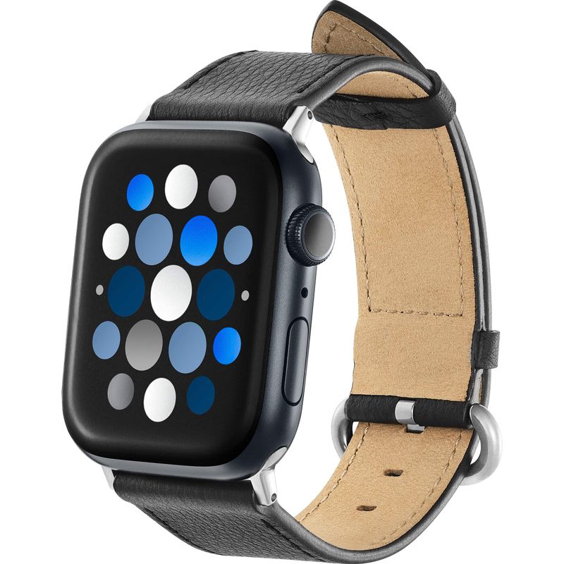 Insignia&trade; - Genuine Leather Band for Apple Watch 42mm, 44mm, 45mm, SE, Ultra 49mm and Ultra 2 49mm - Black