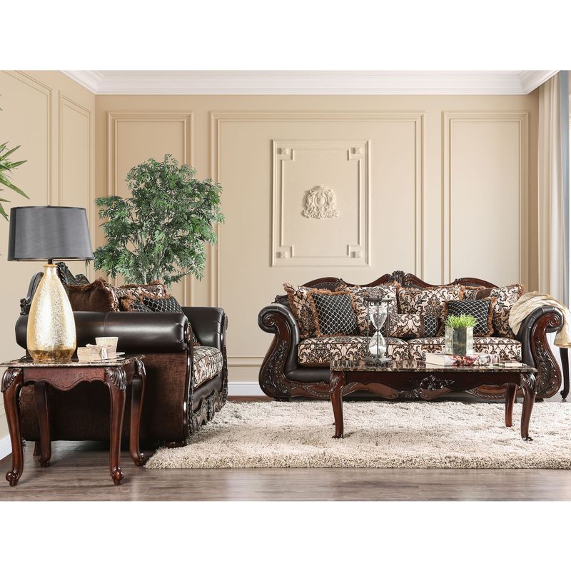 Traditional 2-Piece Upholstered Sofa set in Brown