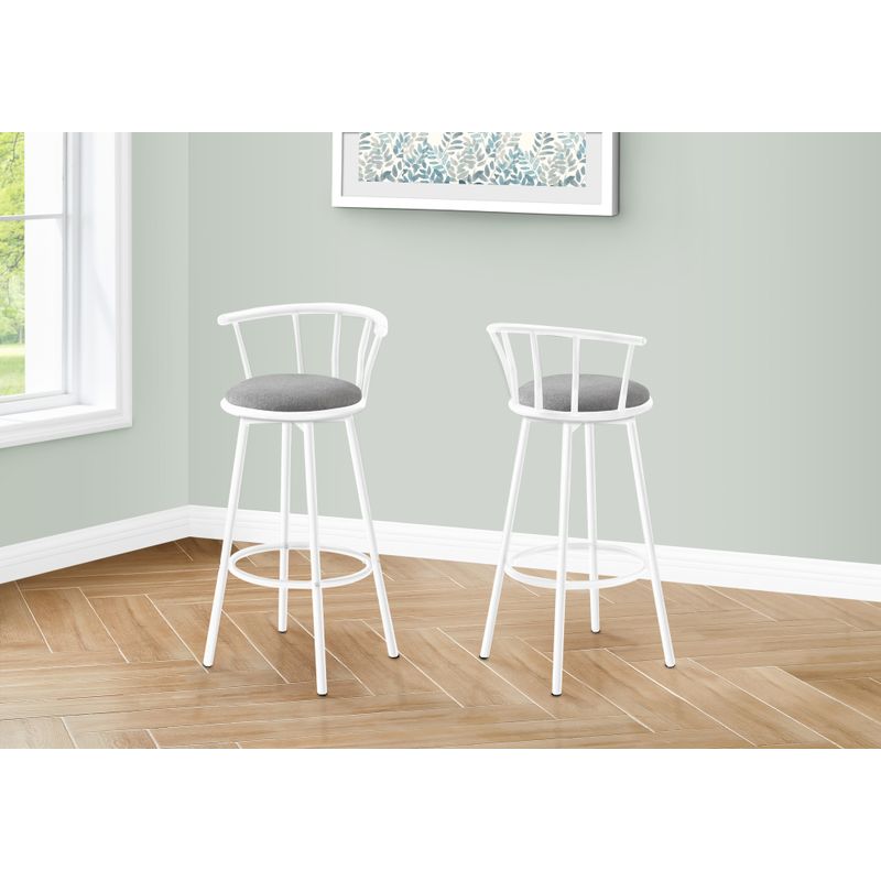 Barstool - 2Pcs / 36"H / Swivel / White Metal