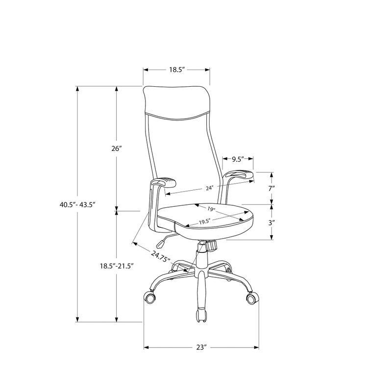 Office Chair/ Adjustable Height/ Swivel/ Ergonomic/ Armrests/ Computer Desk/ Work/ Metal/ Mesh/ Black/ Contemporary/ Modern