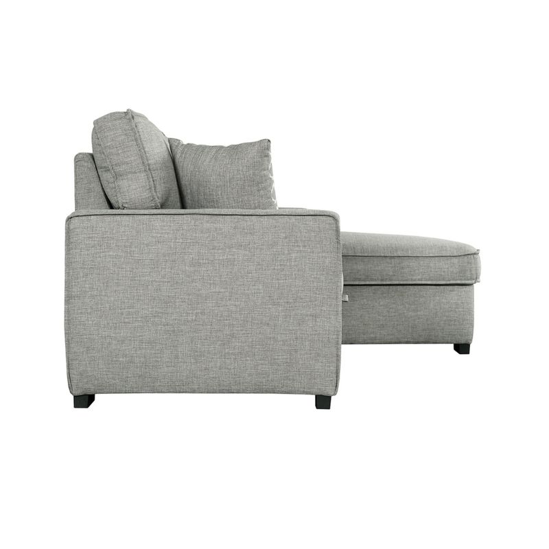 Wren 95 in. Light Grey 2-Piece Right Facing L Shaped Sleeper Sectional with Storage